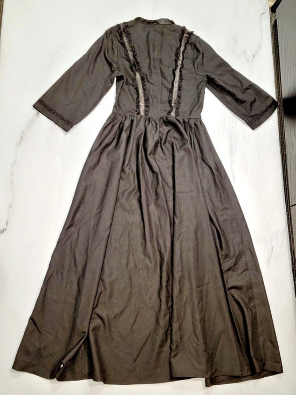 NWOT Black Gothic Victorian Prairie Dress Lace Velvet Trim Costume Women XS - Picture 3 of 10